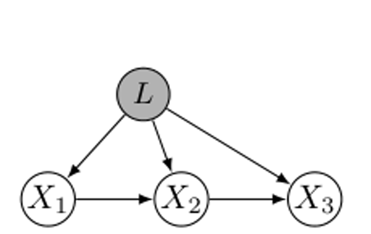 Causal graph illustrating the latent structure used by conditional ICA